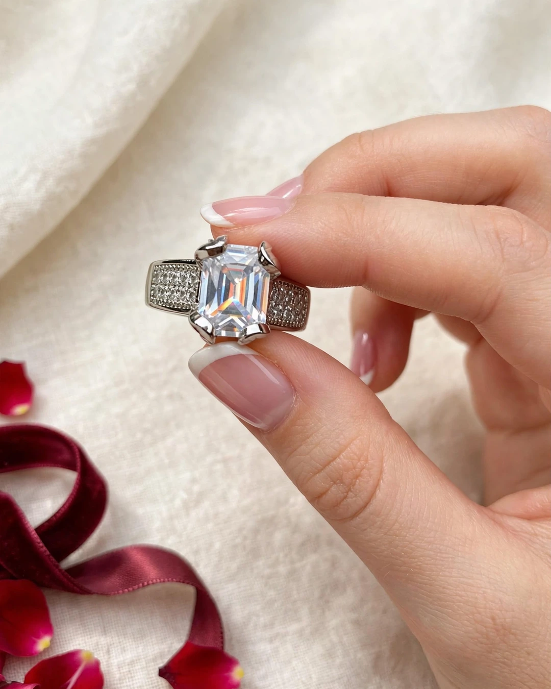 Silver Crystal Pavé Band Ring - Image 3