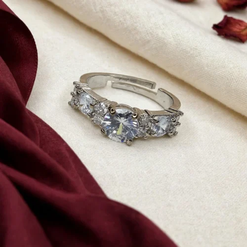 Silver Crystal Side Ring