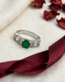 Silver Emerald Crystal Side Ring