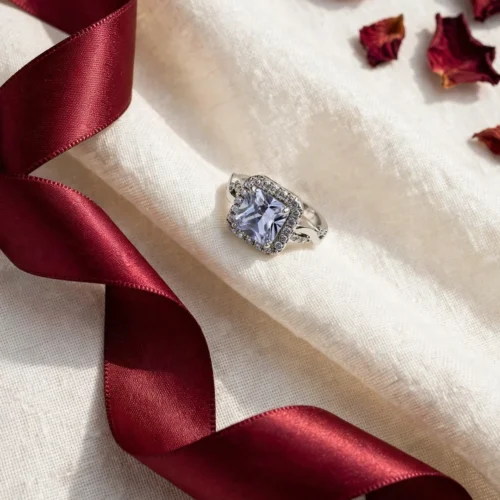Silver Crystal Halo Ring