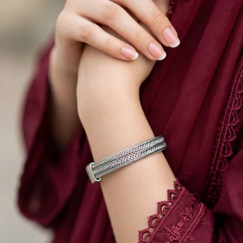 Silver Woven Mesh Bangle