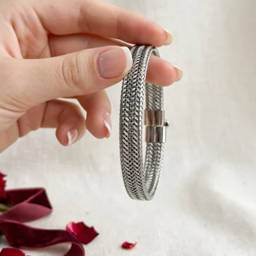 Silver Woven Mesh Bangle