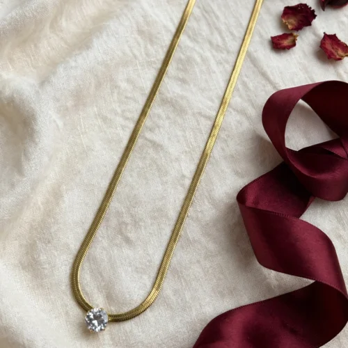 Gold Crystal Snake Chain Necklace